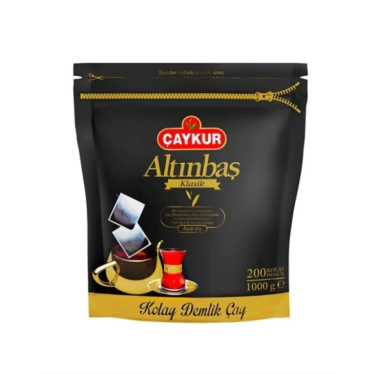 Altınbaş Süzen Poşet Çay 1 kg, ÇAYKUR markalı taze ve kaliteli poşet çay, paket halinde gösteriliyor.