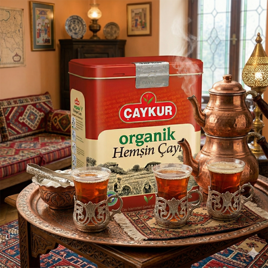 Çaykur Organik Hemşin Çayı teneke kutusunda, 400 gr doğal ve taze Hemşin çayı görüntüsü