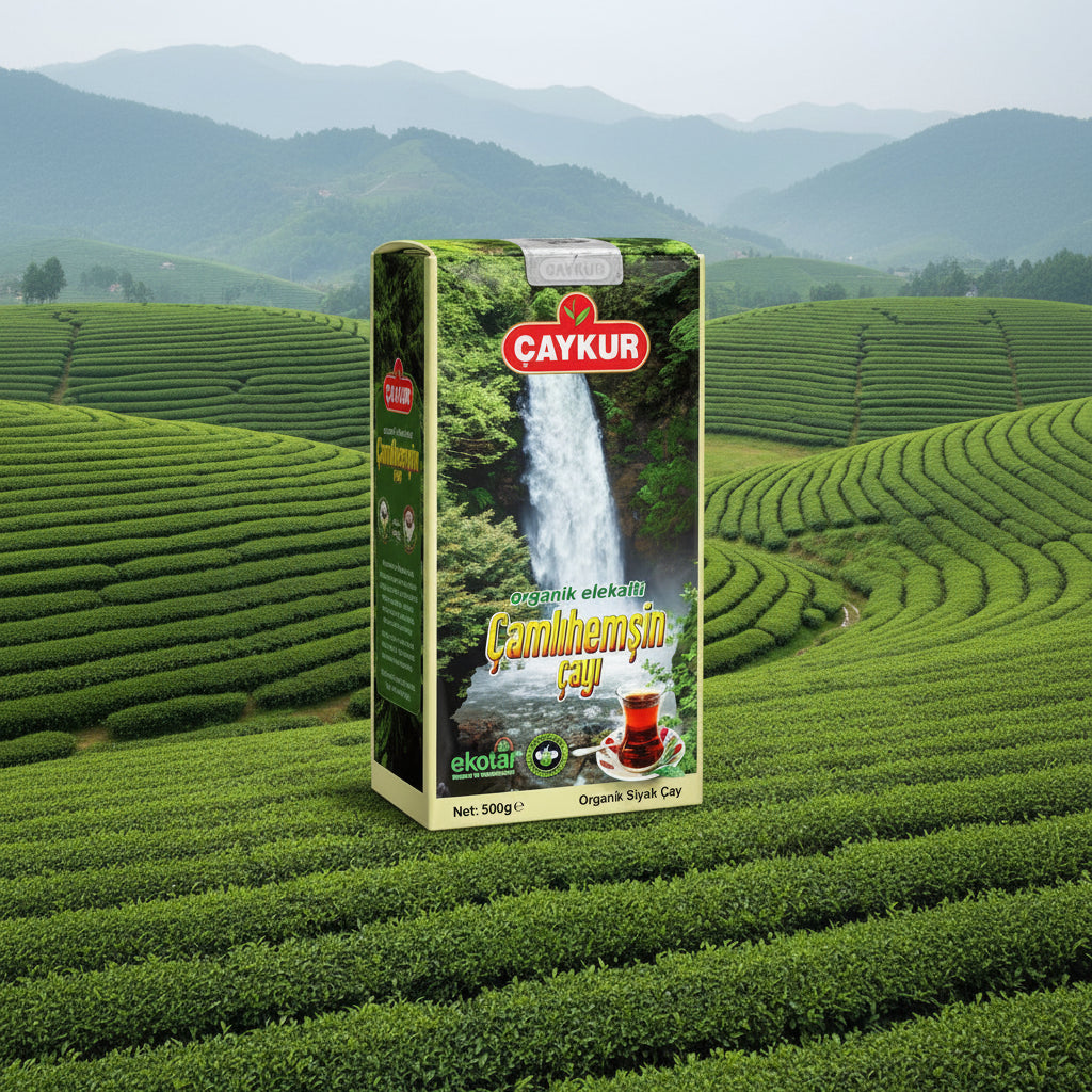 ÇAYKUR Organik Elekaltı Çamlıhemşin Çayı 500 gr, taze ve doğal yeşil çay yaprakları, sağlıklı içim için hazır