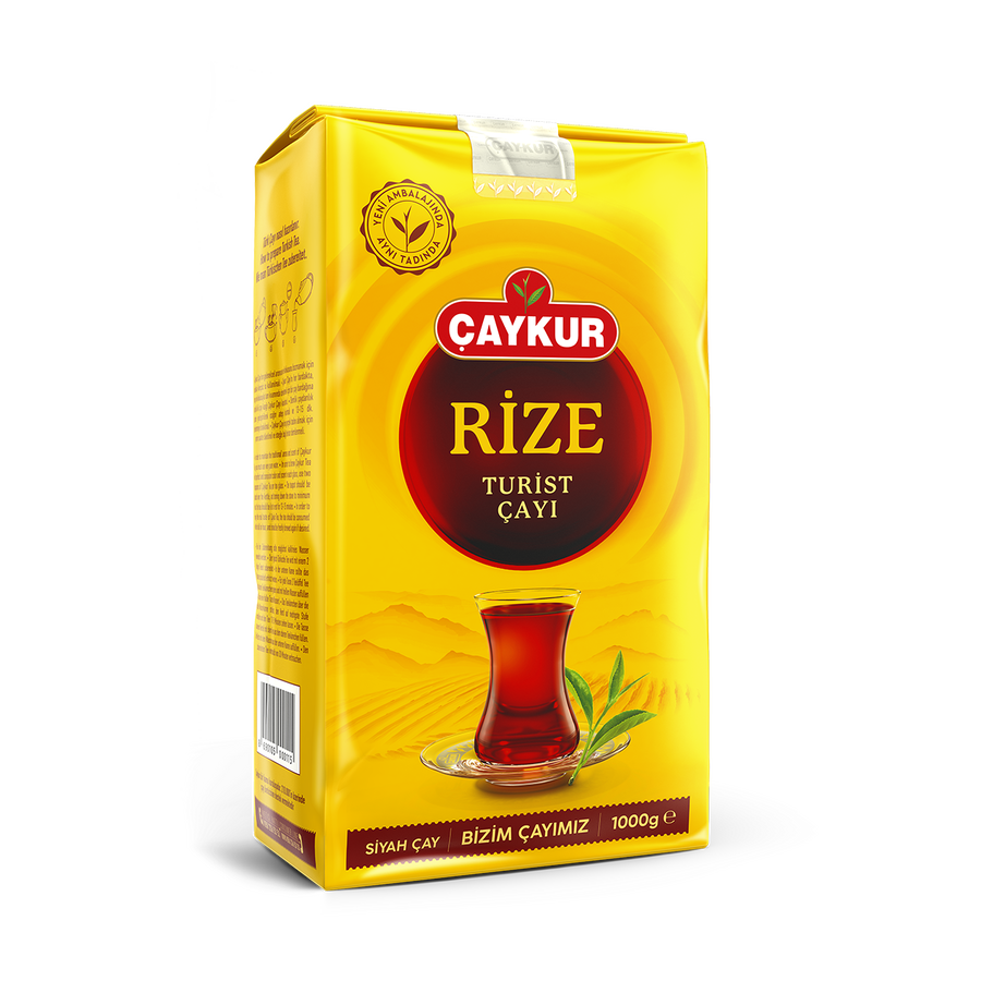 ÇAYKUR Rize Turist Çayı 1 kg, siyah çay paketi, sıcak ve taze görünüm, geleneksel Türk çayı.